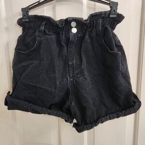 Princess Polly Black Jean Shorts Cinched Waist Size 0